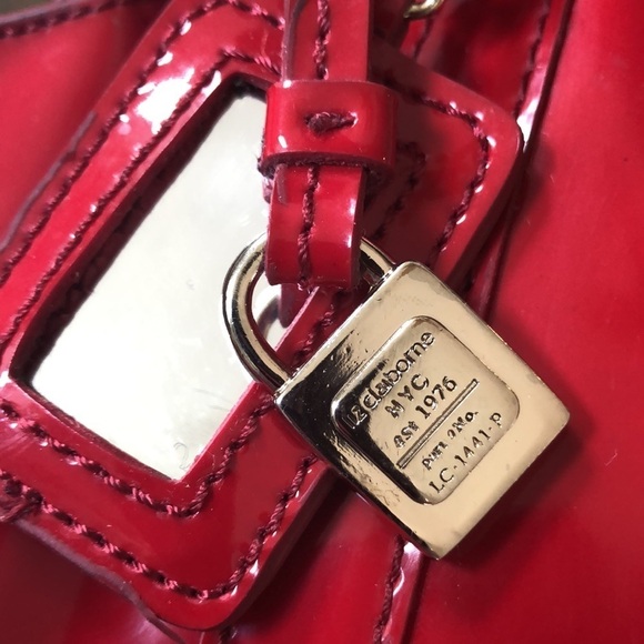 Liz Claiborne large red vinyl satchel handbag - Picture 8 of 17